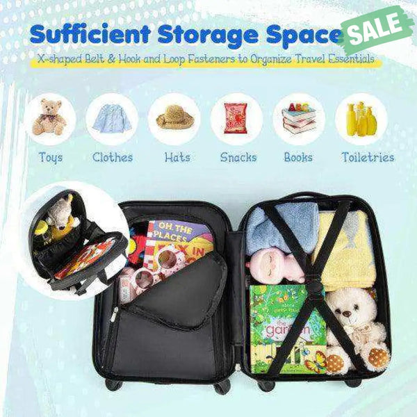 2 Pieces Kids Carry-on Luggage Set with 12 Inch Backpack-Blue Blue Kids Luggage