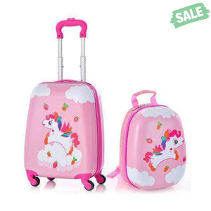 2 Pieces Kids Carry-on Luggage Set with 12 Inch Backpack-Blue Blue Kids Luggage