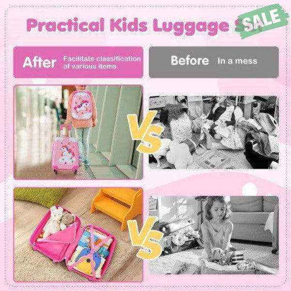 2 Pieces Kids Carry-on Luggage Set with 12 Inch Backpack-Blue Blue Kids Luggage