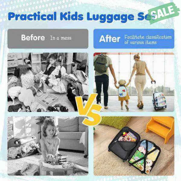 2 Pieces Kids Carry-on Luggage Set with 12 Inch Backpack-Blue Blue Kids Luggage