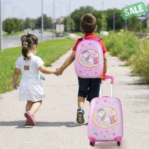 2 Pieces Kids Carry-on Luggage Set with 12 Inch Backpack-Blue Blue Kids Luggage