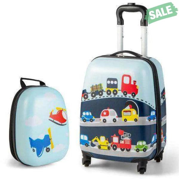 2 Pieces Kids Carry-on Luggage Set with 12 Inch Backpack-Blue Blue Kids Luggage