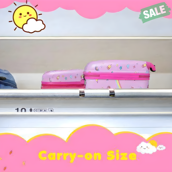 Pink 2-piece kids carry-on luggage set with 12-inch backpack, perfect travel essentials for young adventurers.