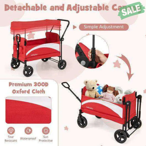 2-Seat Stroller Wagon with Adjustable Canopy and Handles-Gray Gray Baby Strollers