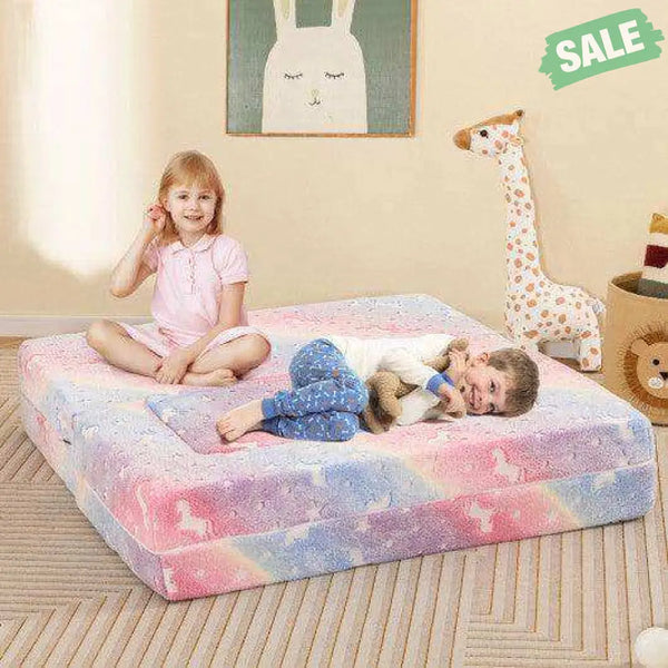 2 Seater Kids Play Couch with Removable and Machine Washable Flannel Cover-Color Color Kids Chairs & Seating