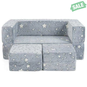 2 Seater Kids Play Couch with Removable and Machine Washable Flannel Cover-Color Color Kids Chairs & Seating