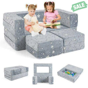 2 Seater Kids Play Couch with Removable and Machine Washable Flannel Cover-Color Color Kids Chairs & Seating