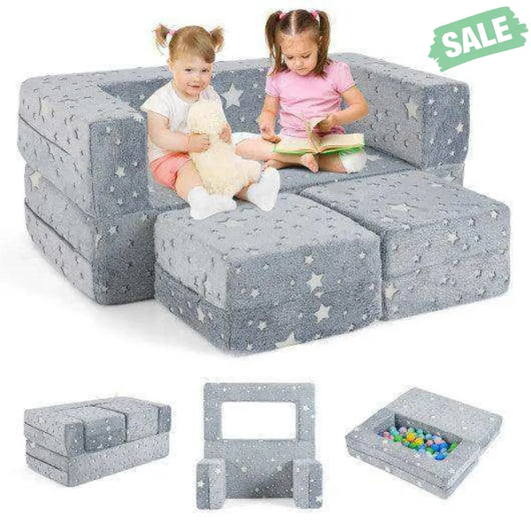 2 Seater Kids Play Couch with Removable and Machine Washable Flannel Cover-Color Color Kids Chairs & Seating