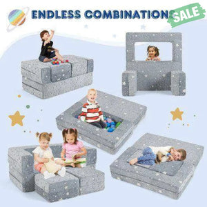 2 Seater Kids Play Couch with Removable and Machine Washable Flannel Cover-Color Color Kids Chairs & Seating