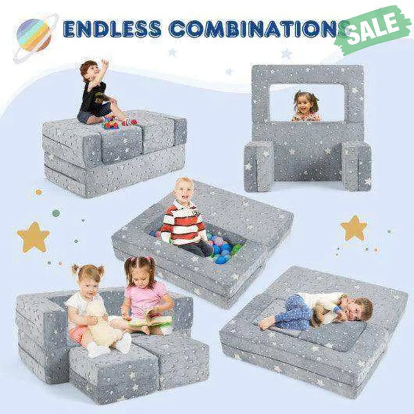 2 Seater Kids Play Couch with Removable and Machine Washable Flannel Cover-Color Color Kids Chairs & Seating