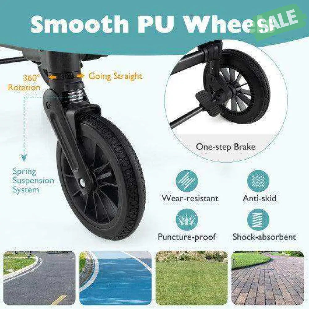 2 Seater Push Pull Collapsible Wagon Stroller Adjustable Handlebars