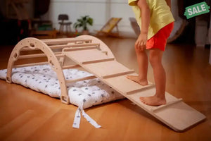 2 Size Montessori Baby Play Climber Set Wooden Climbing Arch Rocker & Ramp & Pillow Climbing Arch and Rockers