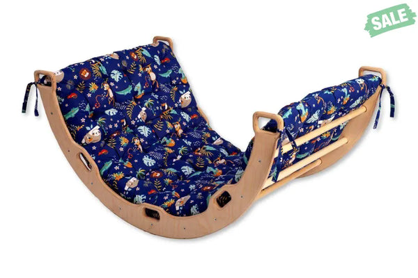 2 Size Montessori Baby Play Climber Set Wooden Climbing Arch Rocker & Ramp & Pillow Climbing Arch and Rockers