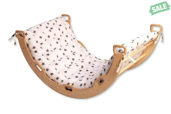 2 Size Montessori Baby Play Climber Set Wooden Climbing Arch Rocker & Ramp & Pillow Climbing Arch and Rockers