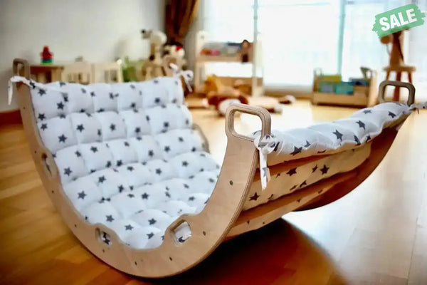 2 Size Montessori Baby Play Climber Set Wooden Climbing Arch Rocker & Ramp & Pillow Climbing Arch and Rockers