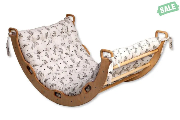 2 Size Montessori Baby Play Climber Set Wooden Climbing Arch Rocker & Ramp & Pillow Climbing Arch and Rockers