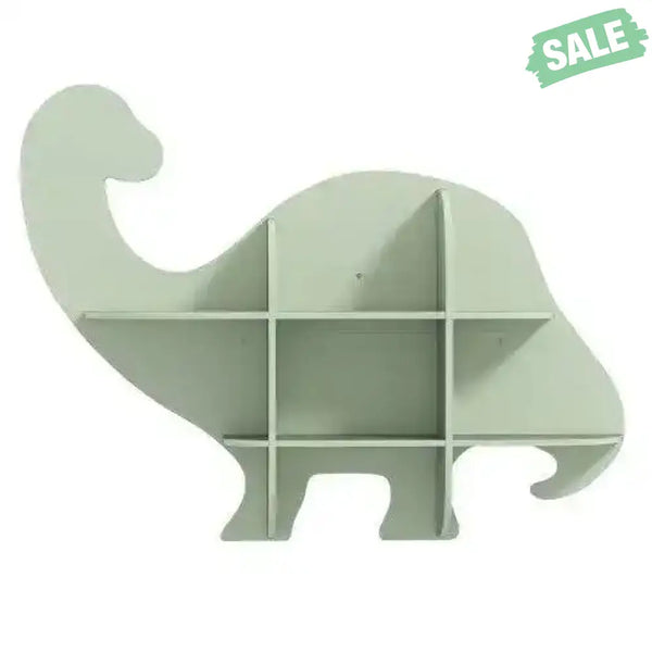 2-Tier Floating Dinosaur Kids Bookshelf for Children-Green Green Kids Storage