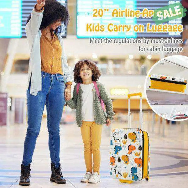 20 Inch Kids Rolling Luggage Foldable Hardshell Carry-on Suitcase on Wheels-Pink Kids Luggage