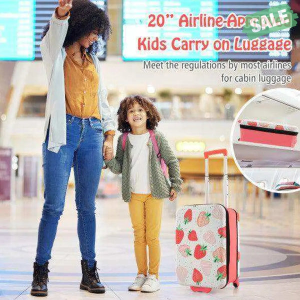 20 Inch Kids Rolling Luggage Foldable Hardshell Carry-on Suitcase on Wheels-Pink Kids Luggage