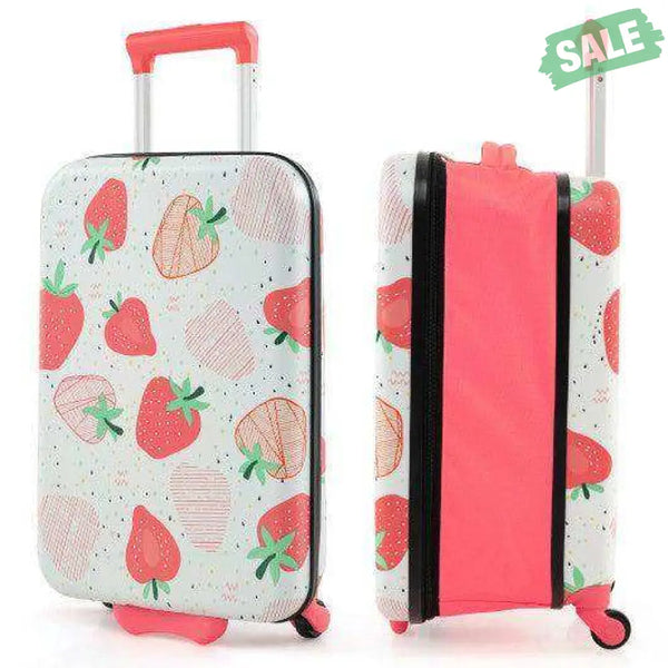 20 Inch Kids Rolling Luggage Foldable Hardshell Carry-on Suitcase on Wheels-Pink Kids Luggage