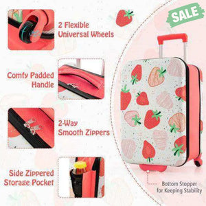20 Inch Kids Rolling Luggage Foldable Hardshell Carry-on Suitcase on Wheels-Pink Kids Luggage