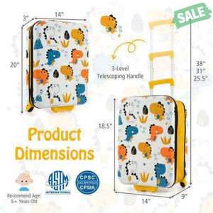 20 Inch Kids Rolling Luggage Foldable Hardshell Carry-on Suitcase on Wheels-Pink Kids Luggage