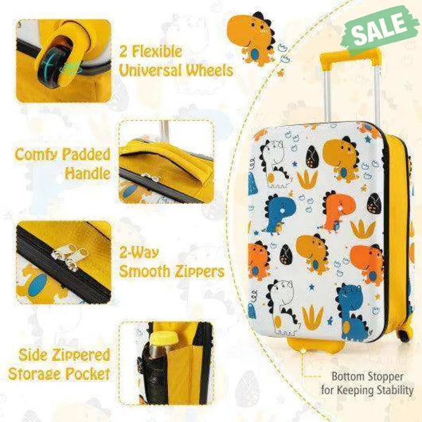 20 Inch Kids Rolling Luggage Foldable Hardshell Carry-on Suitcase on Wheels-Pink Kids Luggage