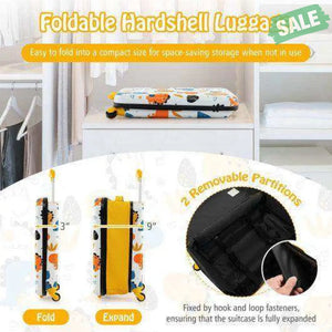 20 Inch Kids Rolling Luggage Foldable Hardshell Carry-on Suitcase on Wheels-Pink Yellow Kids Luggage