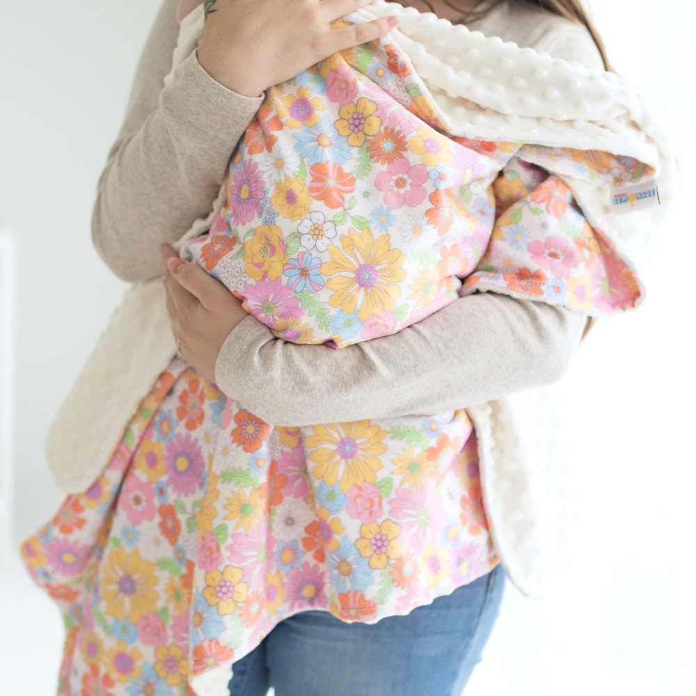 Retro Floral Minky Baby Blanket