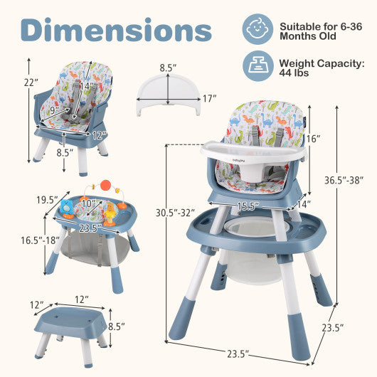 16-in-1 Baby High Chair with Activity Center and Booster Seat for Babies and Toddlers-Celadon