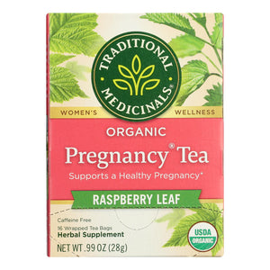 Traditional Medicinals Organic Pregnancy Tea - Caffeine Free, 16 bags for nausea relief and digestive support.