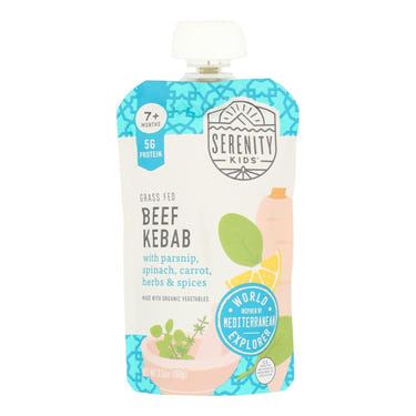 Serenity Kids Beef Kebab with Vegetables Baby Food Pouches - 6 Pack for nutritious baby feeding.