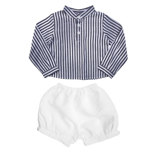 Gift set | boys Harbor Island shirt and white linen short
