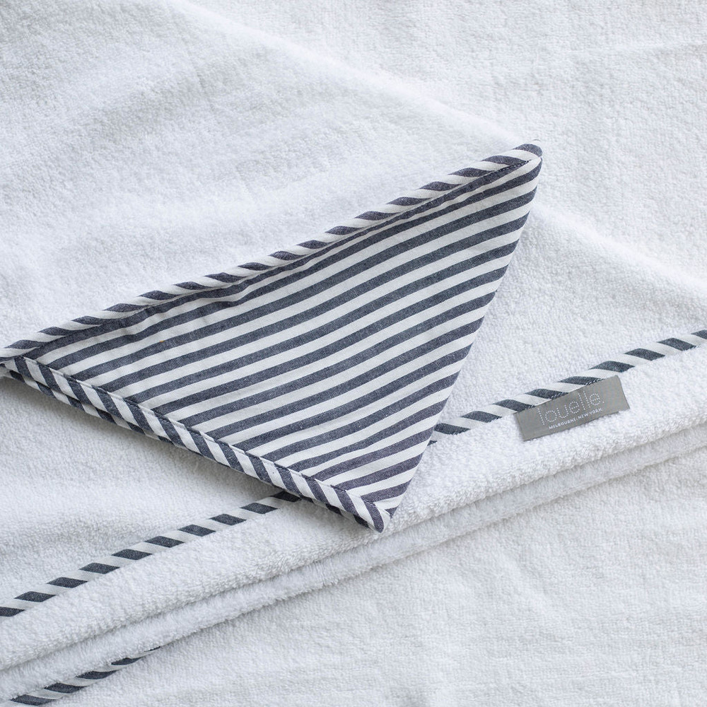Hooded towel and wash glove | Harbor Island stripe