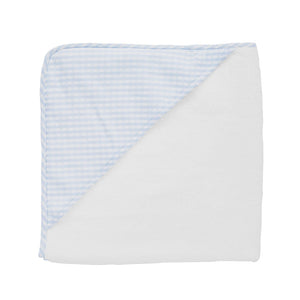 Hooded towel and wash glove | pale blue gingham