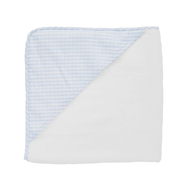 Hooded towel and wash glove | pale blue gingham