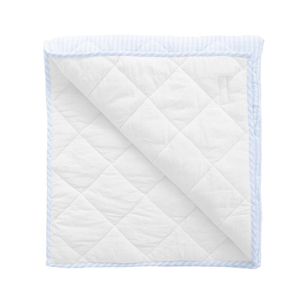 Play mat  | pale blue gingham and white linen, reversible