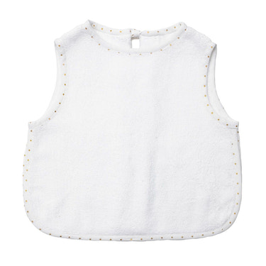 Apron Bib | Gold Dot and White Linen