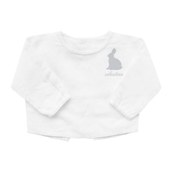 Easter monogram double button shirt | white linen