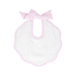 Scalloped bib | dusty pink gingham