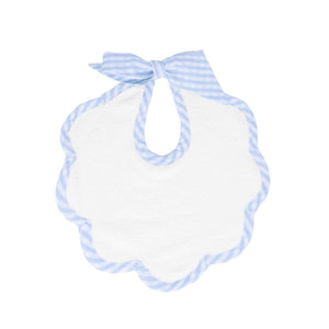 Scalloped bib | pale blue gingham