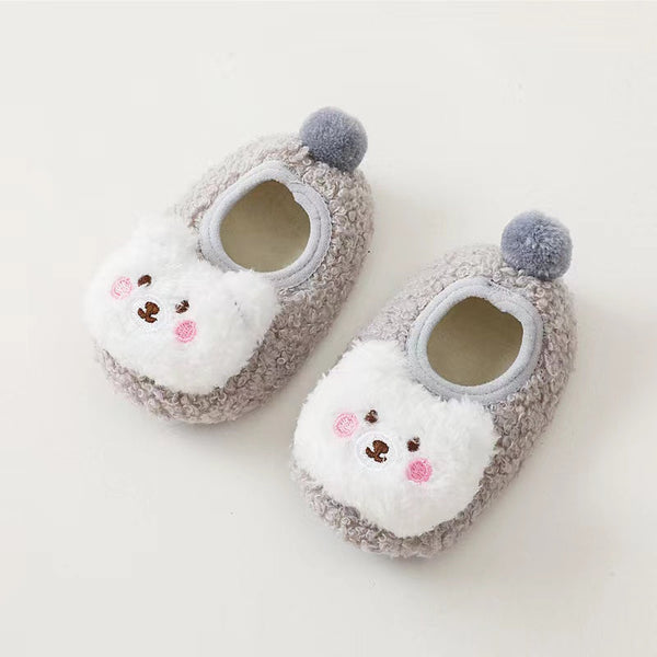 Baby 3D Cartoon Bear Patched Pattern Non-Slip Warm Shoes