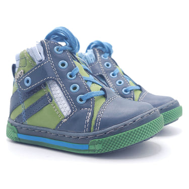Boys high zip shoe in green - stylish and comfortable footwear for toddlers.