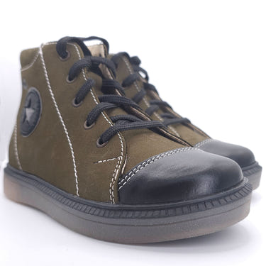 Boys Star Shoe in Olive - stylish and comfortable footwear for little ones. Perfect for everyday adventures.