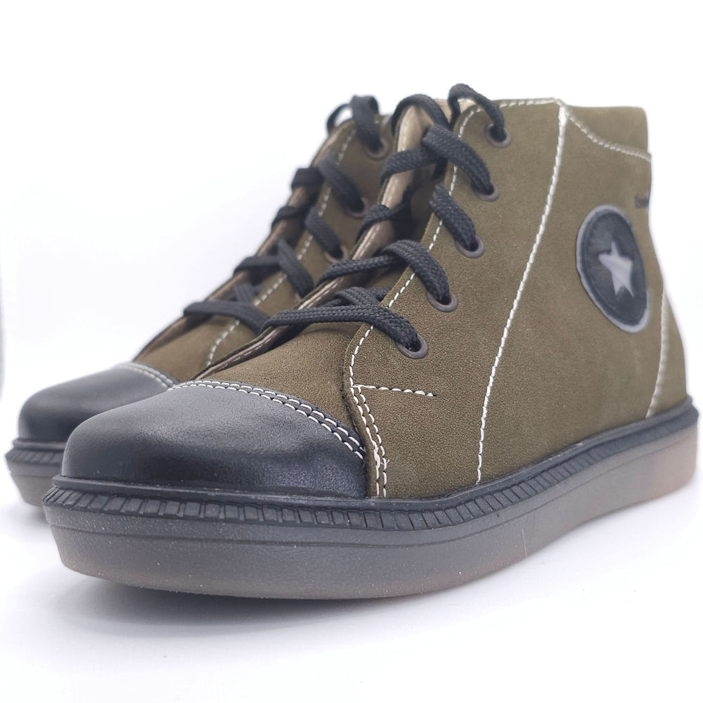 Boys Star Shoe in Olive - stylish and comfortable footwear for little ones. Perfect for everyday adventures.