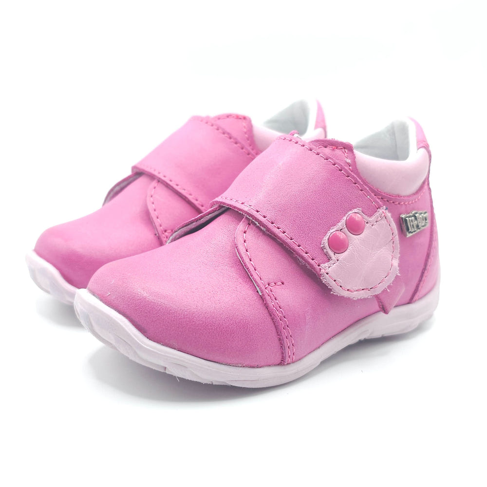 Girls pink Velcro shoes for babies, stylish and comfortable footwear for little ones.