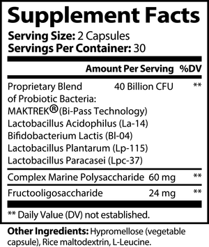 Probiotic 40 Billion with Prebiotics, 60 ct - Specialty Supplements for digestive health. Angle 9 view.
