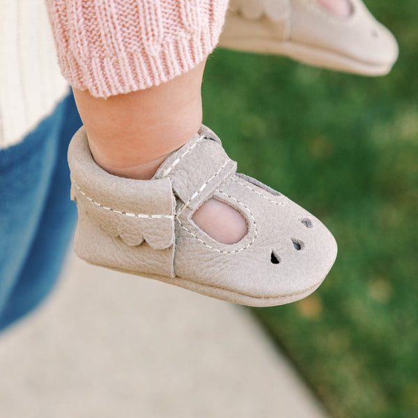 Newborn Salt Flats Mary Jane Baby Shoe in angle 5 view, featuring soft fabric and classic design for infants.