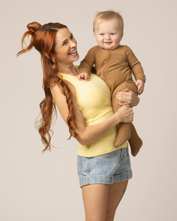 Ribbed Bamboo Racerback Nursing Tank | Butter Yellow