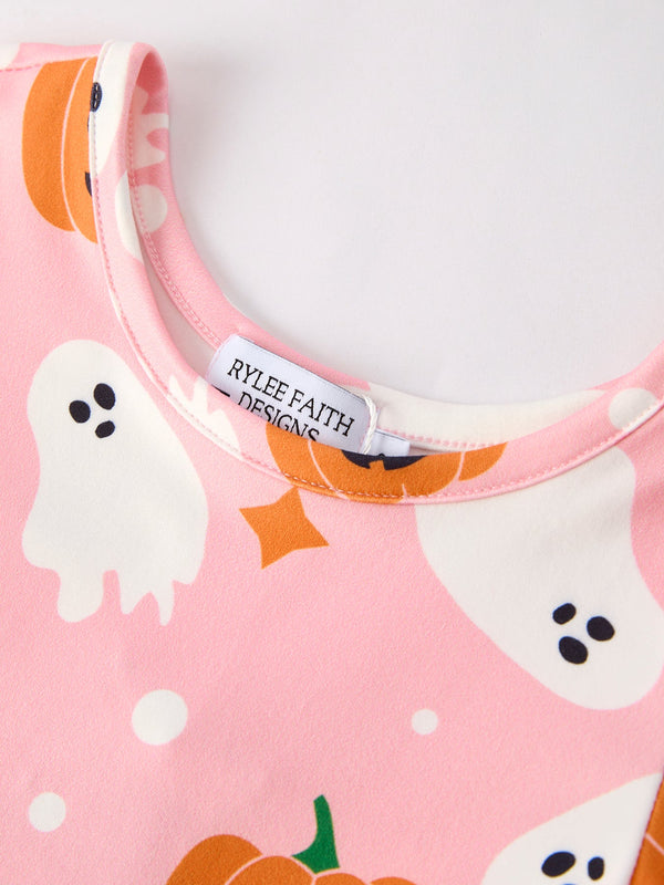 Halloween Ghost Pumpkin Print Short sleeve Dress